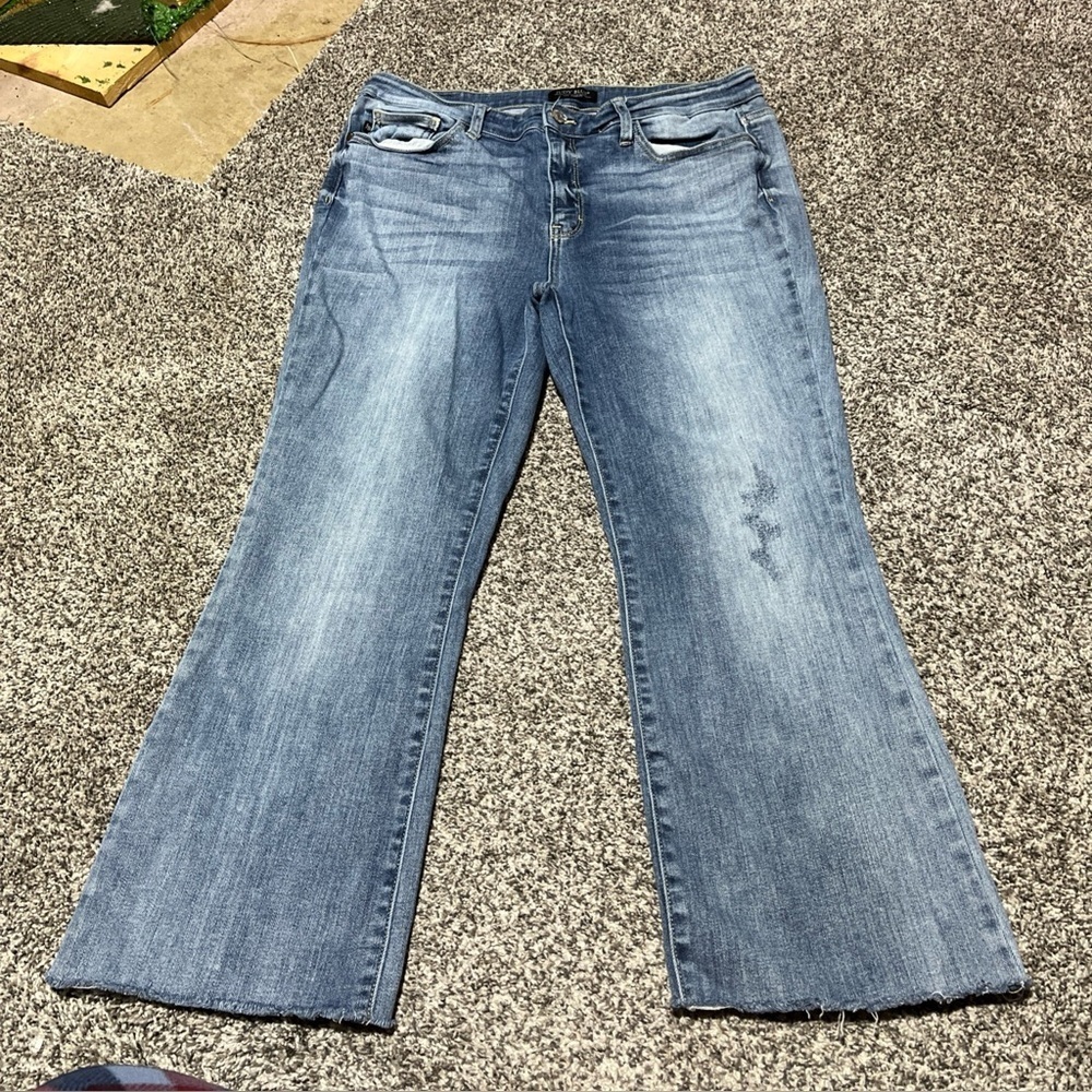 Judy Blue Distressed Boot Cut Light Wash Stretch Jeans Womens 15/32